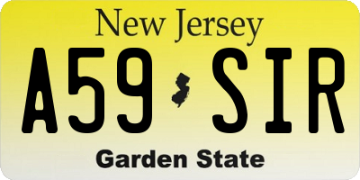 NJ license plate A59SIR