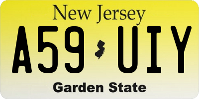 NJ license plate A59UIY