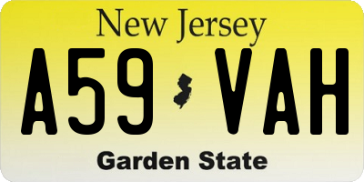 NJ license plate A59VAH