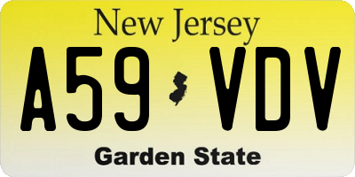 NJ license plate A59VDV