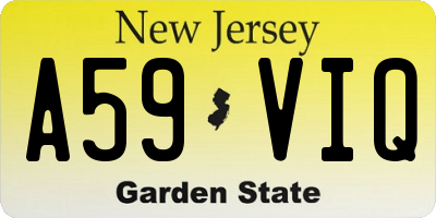 NJ license plate A59VIQ