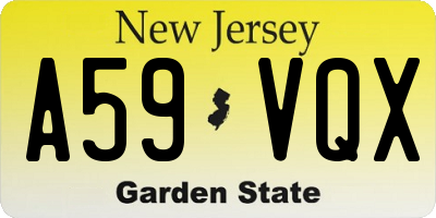 NJ license plate A59VQX