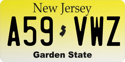 NJ license plate A59VWZ