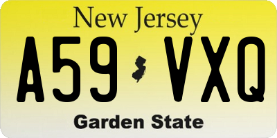 NJ license plate A59VXQ