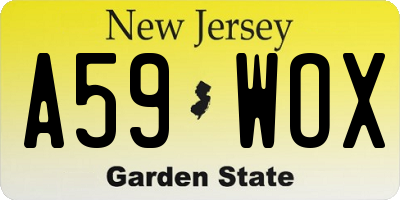 NJ license plate A59WOX