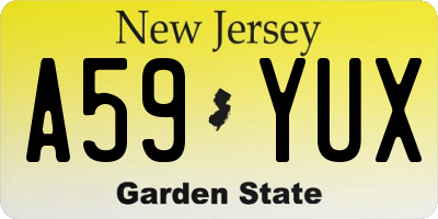 NJ license plate A59YUX
