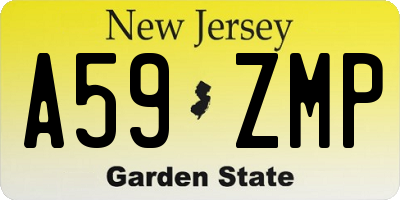 NJ license plate A59ZMP