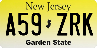 NJ license plate A59ZRK