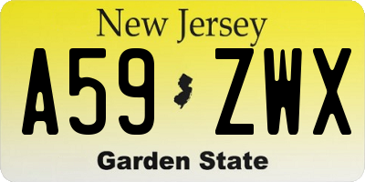 NJ license plate A59ZWX