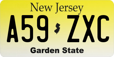 NJ license plate A59ZXC
