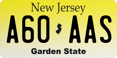 NJ license plate A60AAS