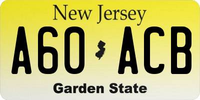 NJ license plate A60ACB