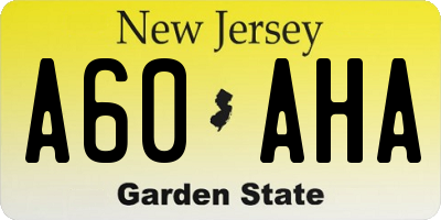 NJ license plate A60AHA