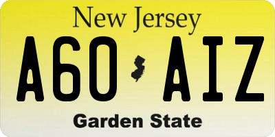 NJ license plate A60AIZ