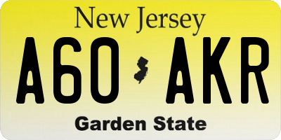 NJ license plate A60AKR