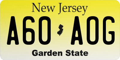 NJ license plate A60AOG