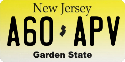 NJ license plate A60APV