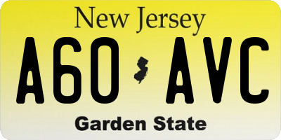 NJ license plate A60AVC