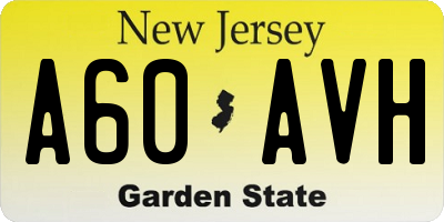 NJ license plate A60AVH