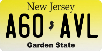 NJ license plate A60AVL