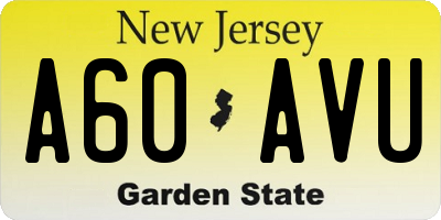 NJ license plate A60AVU