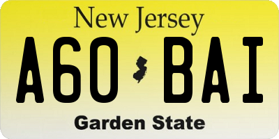 NJ license plate A60BAI