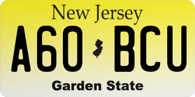 NJ license plate A60BCU