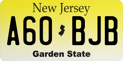 NJ license plate A60BJB