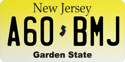 NJ license plate A60BMJ