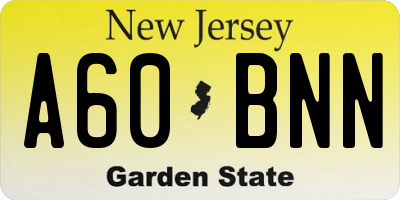 NJ license plate A60BNN