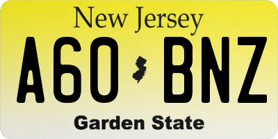 NJ license plate A60BNZ