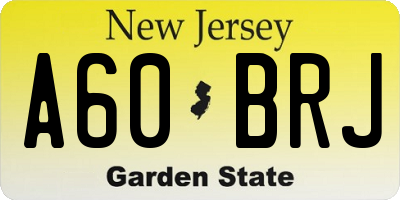 NJ license plate A60BRJ