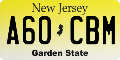 NJ license plate A60CBM