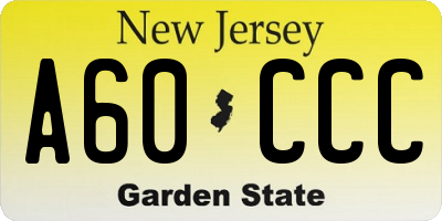 NJ license plate A60CCC