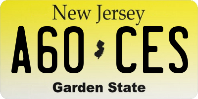 NJ license plate A60CES