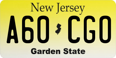 NJ license plate A60CGO