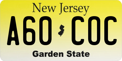 NJ license plate A60COC