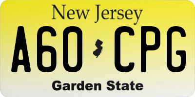 NJ license plate A60CPG
