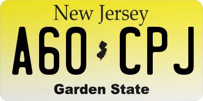 NJ license plate A60CPJ