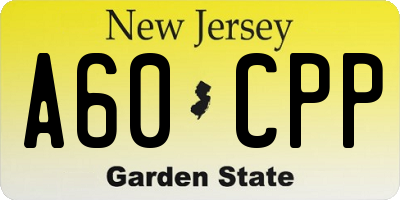 NJ license plate A60CPP