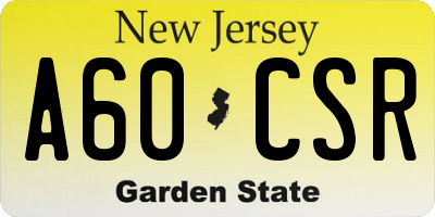 NJ license plate A60CSR