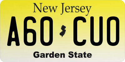 NJ license plate A60CUO