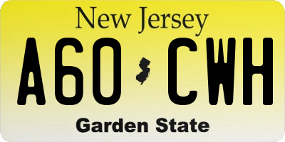 NJ license plate A60CWH