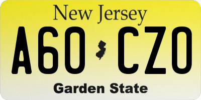 NJ license plate A60CZO