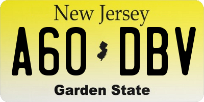 NJ license plate A60DBV