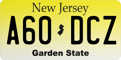 NJ license plate A60DCZ