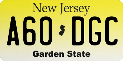NJ license plate A60DGC