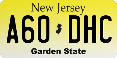 NJ license plate A60DHC