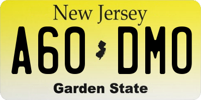 NJ license plate A60DMO