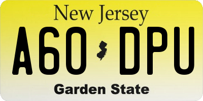 NJ license plate A60DPU